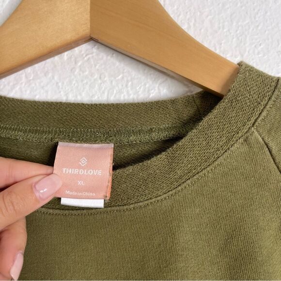 Thirdlove 100% Cotton Green Crew Neck Pullover Sweatshirt Extra Large - Picture 2 of 4